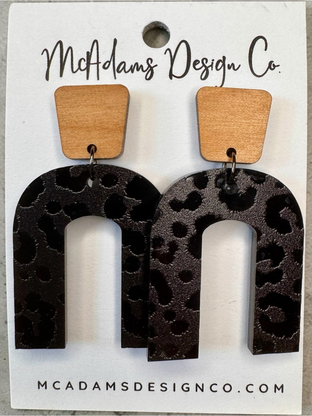 Handmade Wood Leopard Print Statement Earrings